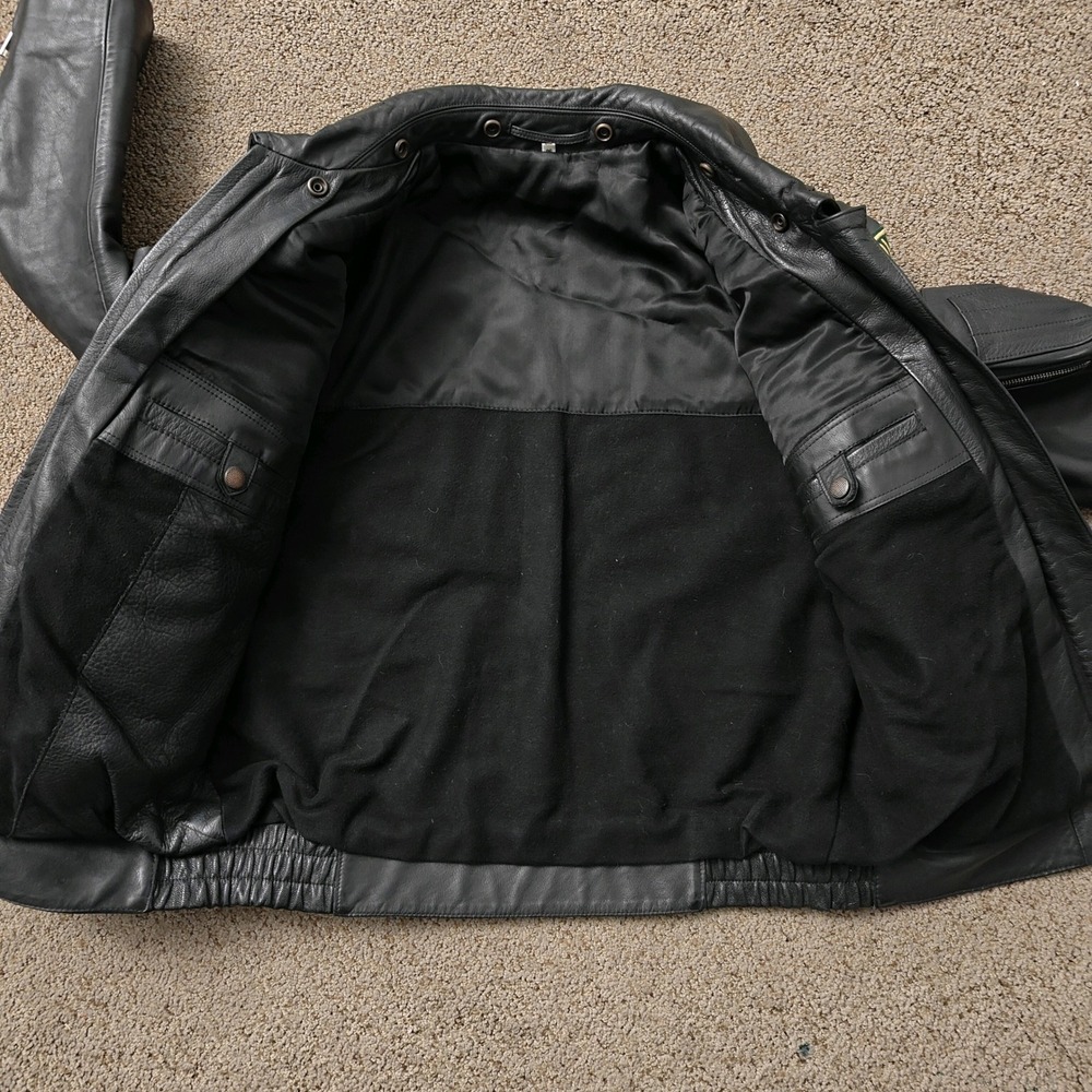 Vintage 80s German Polizei Police Leather Motorcycle Jacket 36 Black - Picture 8 of 13